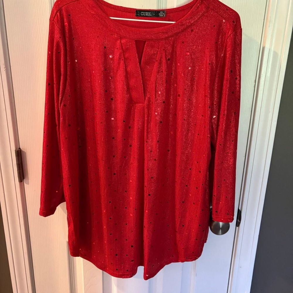 Women's Red Sparkle Top